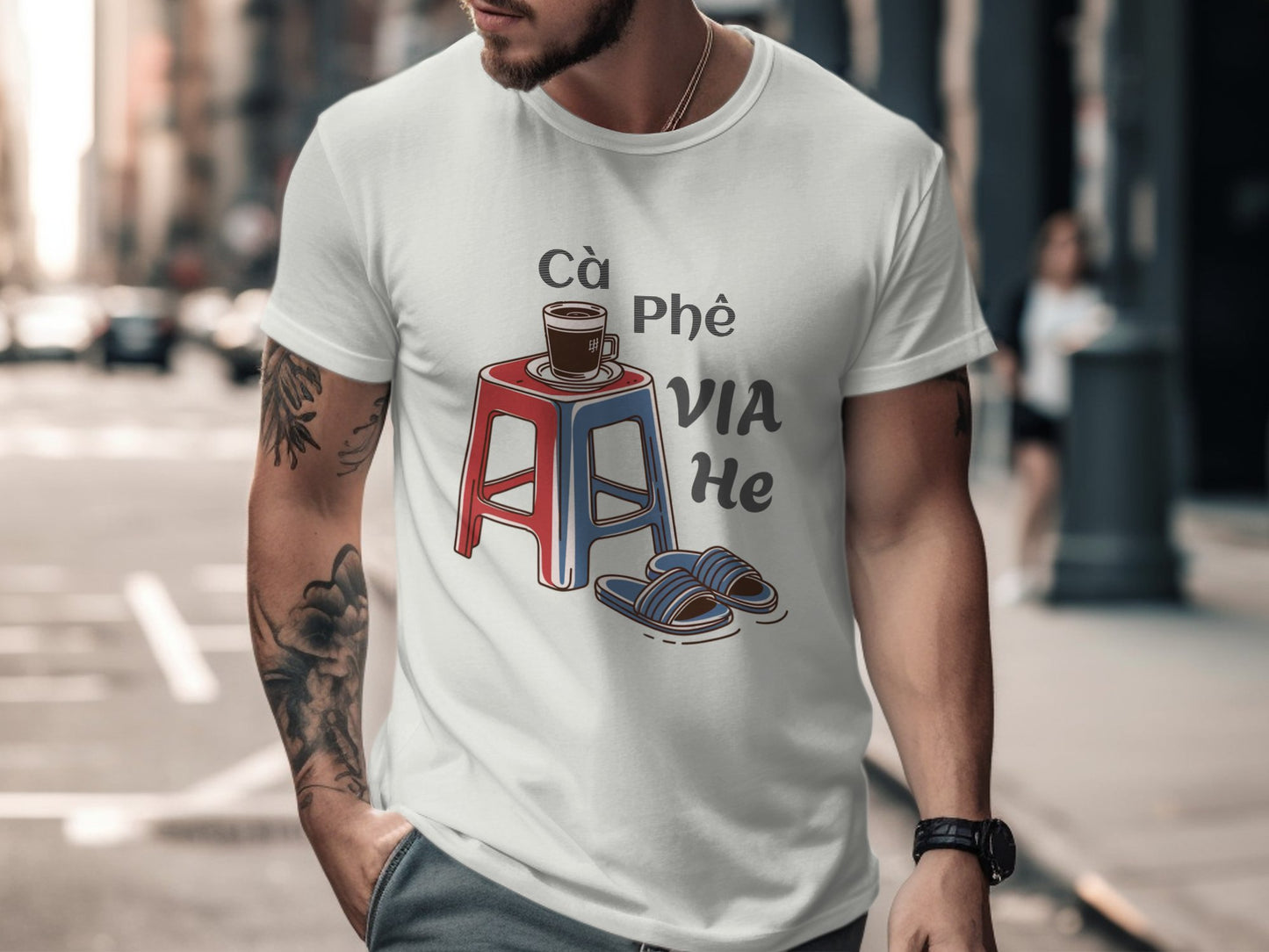 Cà Phê Vỉa Hè: Sidewalk Coffee Vibes Unisex Light Tee