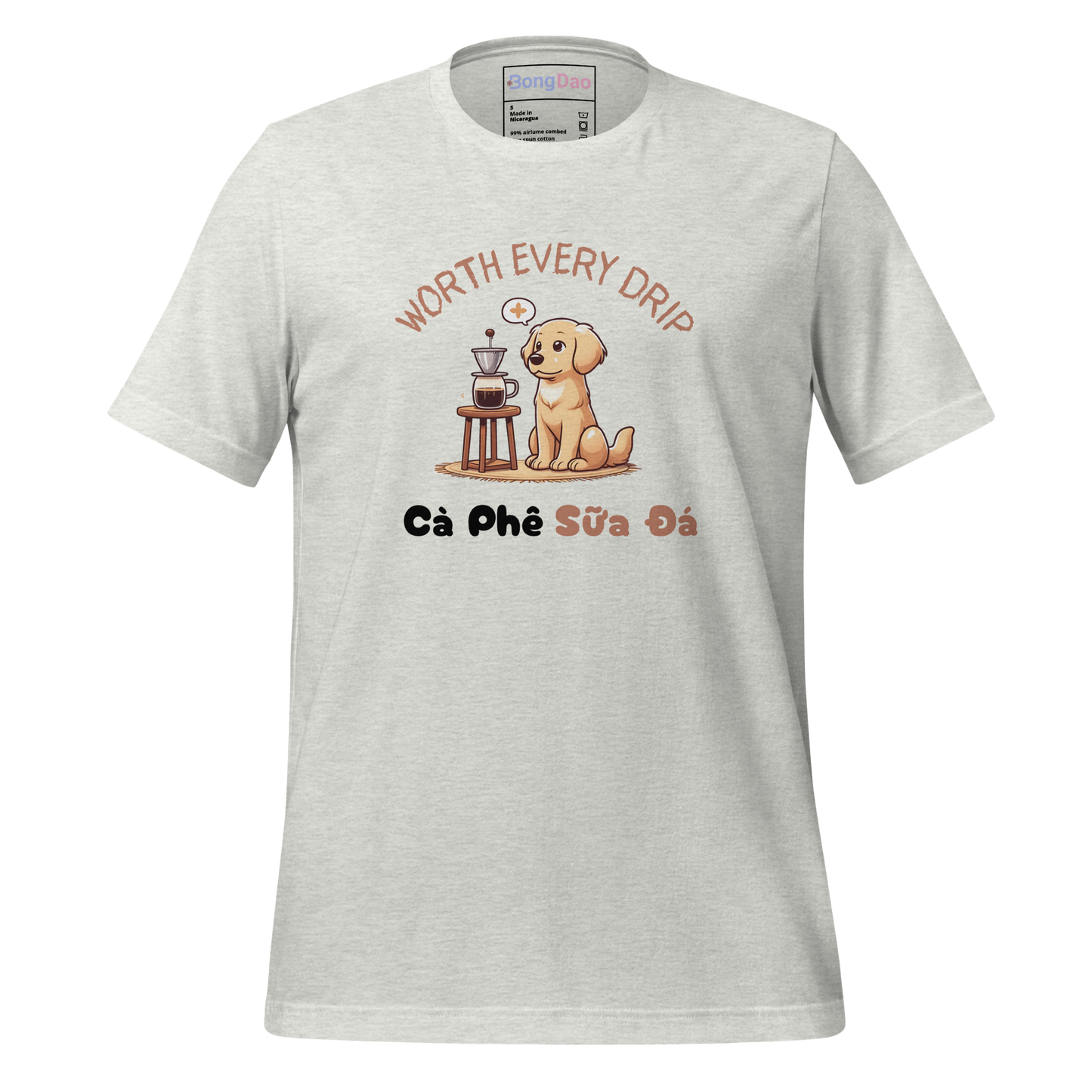 Worth Every Drip: Cà Phê Sữa Đá & Doggo Delight Unisex Tee - Bong Dao