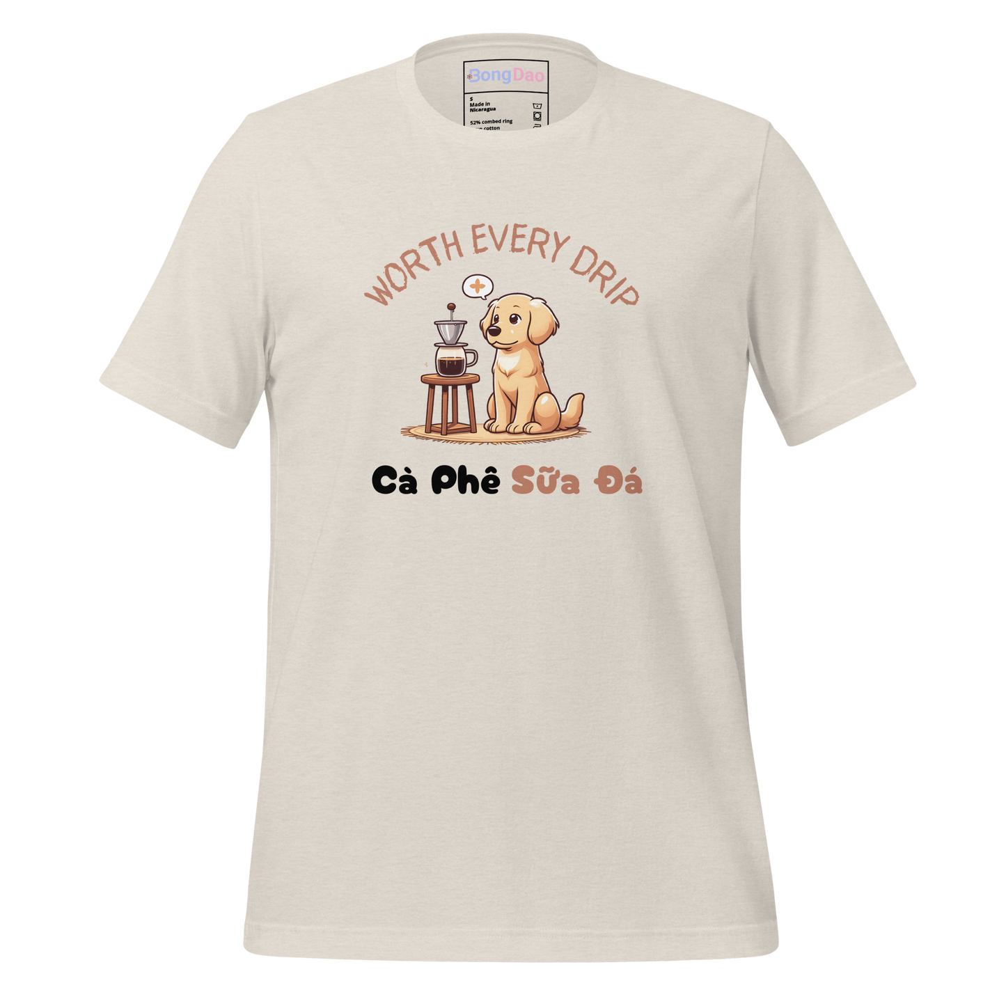 Worth Every Drip: Cà Phê Sữa Đá & Doggo Delight Unisex Tee - Bong Dao